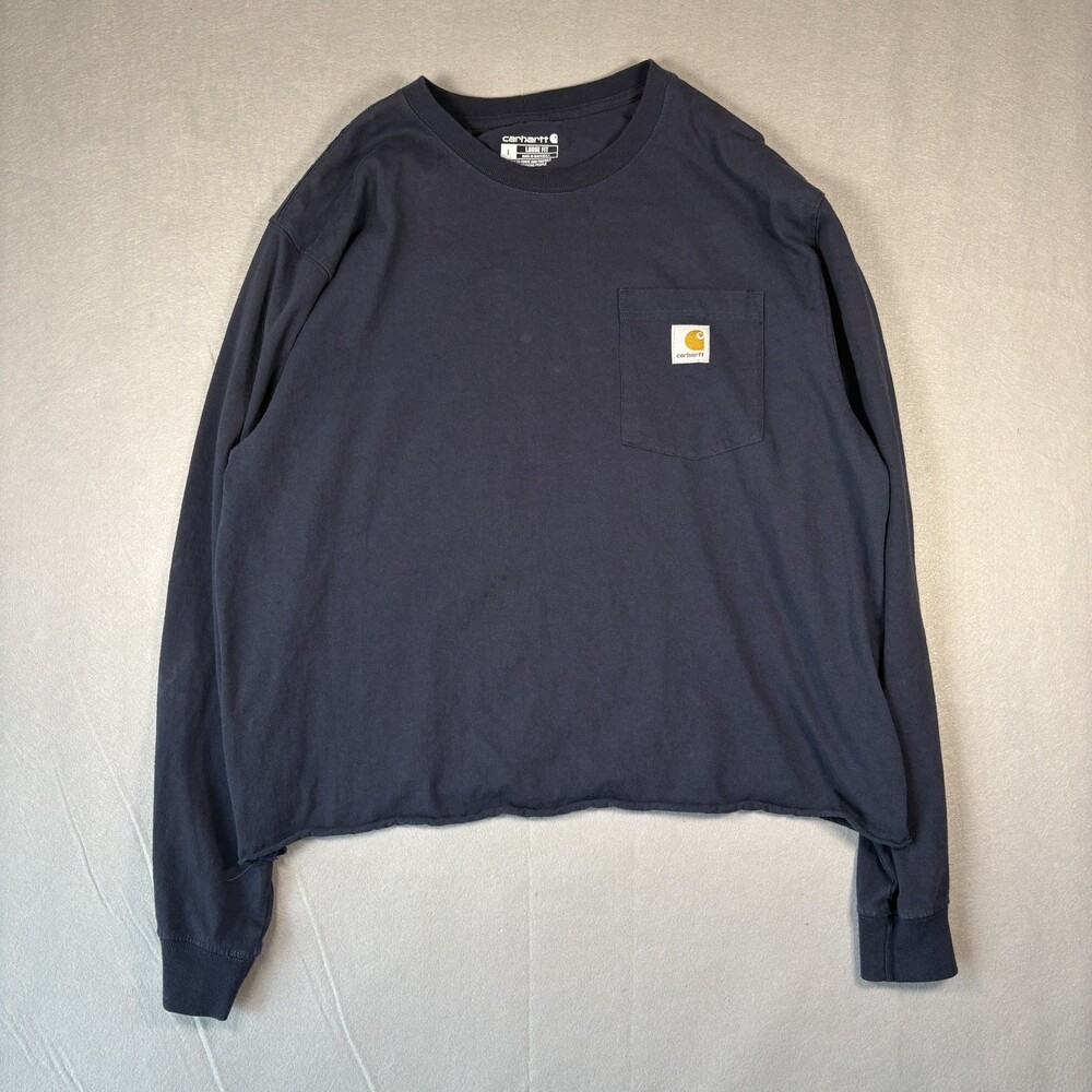 Carhartt Shirt Men's L Loose Fit Blue Long Sleeve Pullover Pocket 100% Cotton